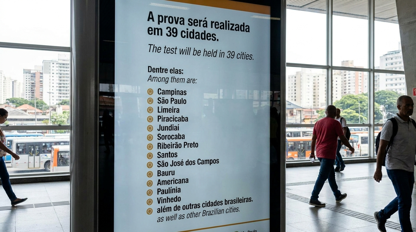 imagem mostrando quais cidades poderá ser realizada as provas do vestibular da UNICAMP 2027