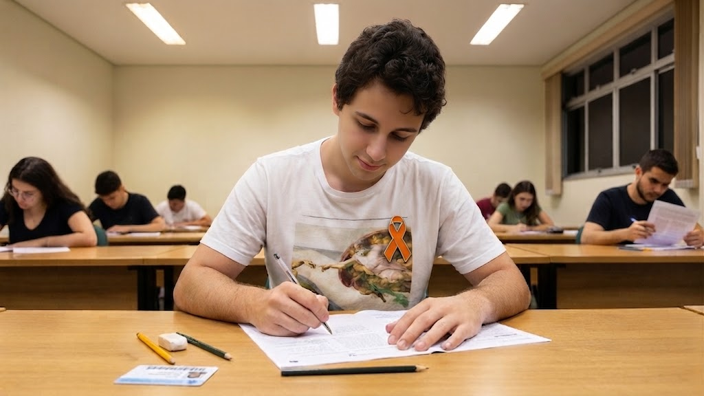 Estudante joven, faixa de idade 20 -23 anos, Possui TDAH e está realizando prova do Enem
